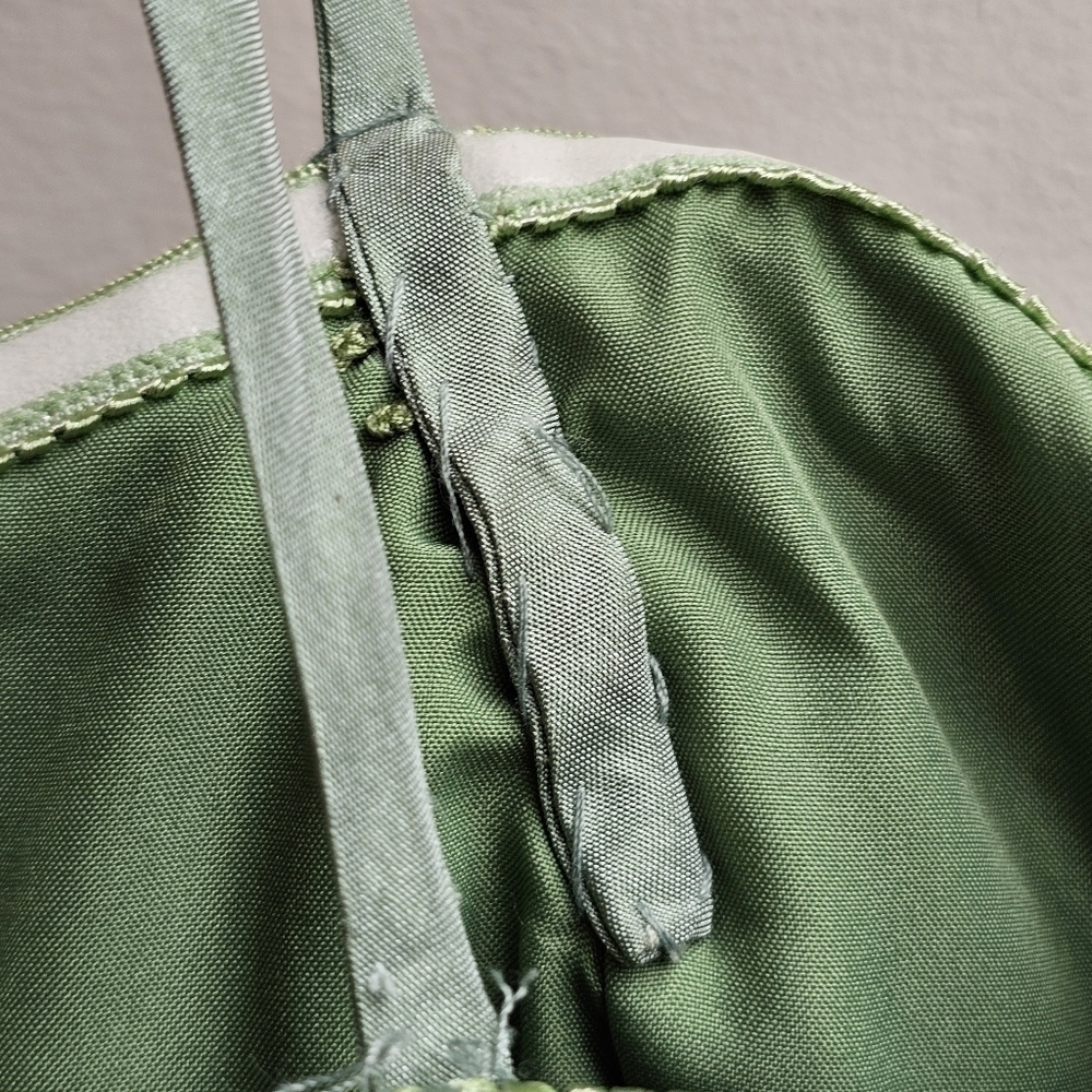Bill Levkoff Strapless Taffeta with 3D Floral Applique, Green with Pink, Size XS - Picture 10 of 14